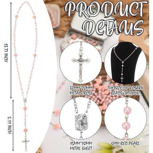 12pcs Virgen De Guadalupe Red Rosary Catholic Necklace with Gift Boxes - Durable - Picture 3 of 7